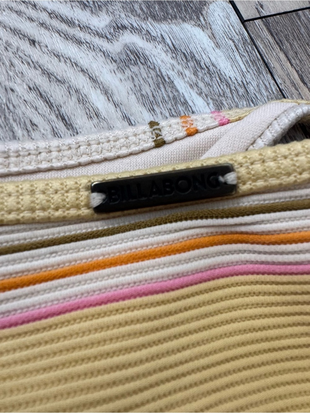 Billabong Yellow and Cream Striped Ribbed Bikini - Picture 3 of 4